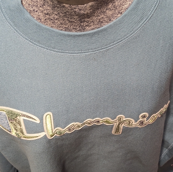 NWT Champion Reverse Weave Chenille Crewneck Sweatshirt Dusty Blue Men's XL - Picture 3 of 14